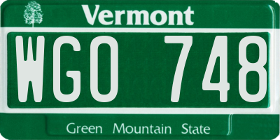 VT license plate WGO748