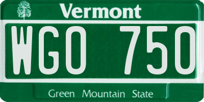 VT license plate WGO750