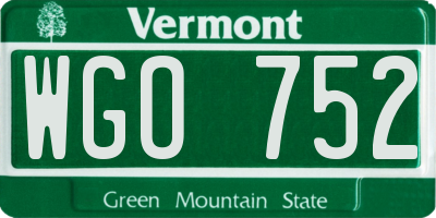 VT license plate WGO752