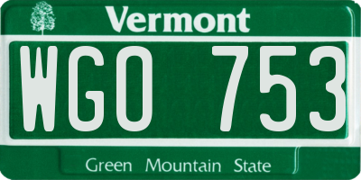 VT license plate WGO753
