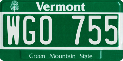VT license plate WGO755