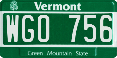 VT license plate WGO756