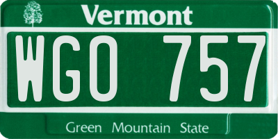 VT license plate WGO757