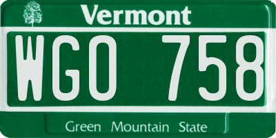 VT license plate WGO758