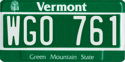 VT license plate WGO761