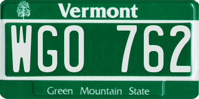 VT license plate WGO762