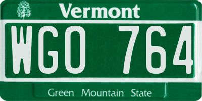 VT license plate WGO764