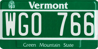 VT license plate WGO766