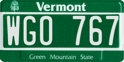 VT license plate WGO767