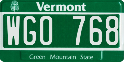 VT license plate WGO768
