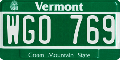 VT license plate WGO769