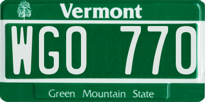 VT license plate WGO770