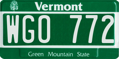 VT license plate WGO772
