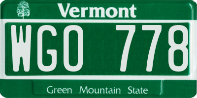 VT license plate WGO778
