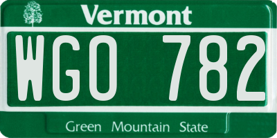 VT license plate WGO782