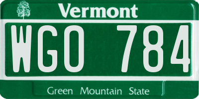 VT license plate WGO784