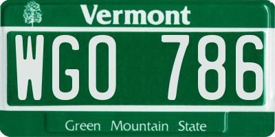 VT license plate WGO786