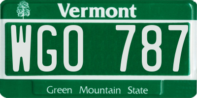VT license plate WGO787
