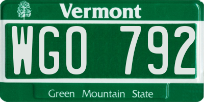 VT license plate WGO792