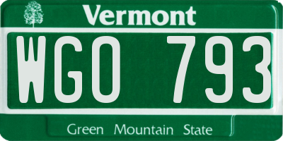 VT license plate WGO793