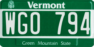 VT license plate WGO794