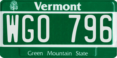 VT license plate WGO796