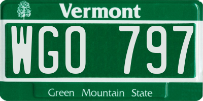VT license plate WGO797