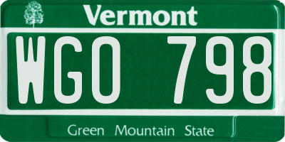 VT license plate WGO798