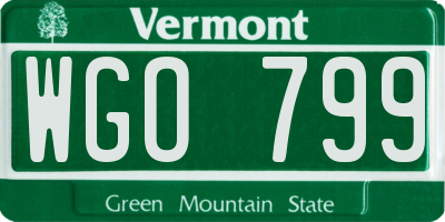 VT license plate WGO799