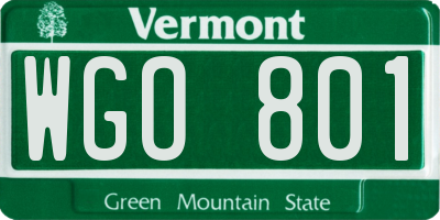 VT license plate WGO801