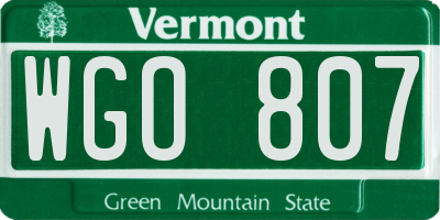VT license plate WGO807