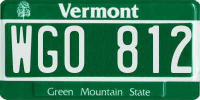 VT license plate WGO812