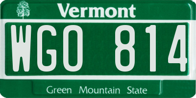 VT license plate WGO814