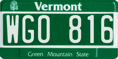 VT license plate WGO816