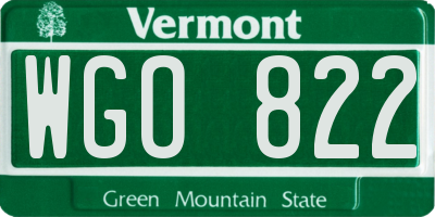 VT license plate WGO822