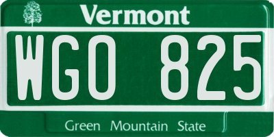 VT license plate WGO825