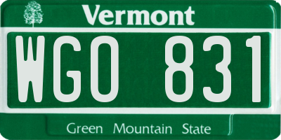 VT license plate WGO831