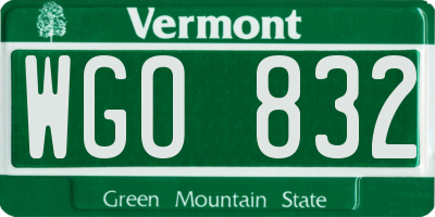 VT license plate WGO832