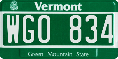 VT license plate WGO834