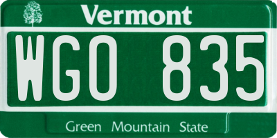 VT license plate WGO835