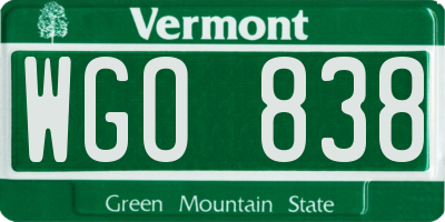 VT license plate WGO838