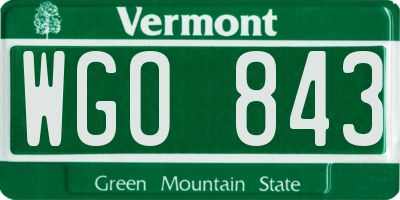 VT license plate WGO843