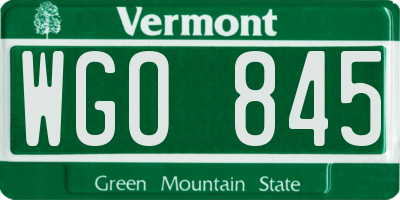 VT license plate WGO845