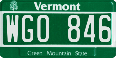 VT license plate WGO846