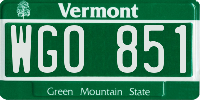 VT license plate WGO851