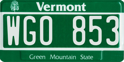 VT license plate WGO853