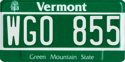 VT license plate WGO855