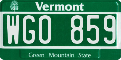 VT license plate WGO859