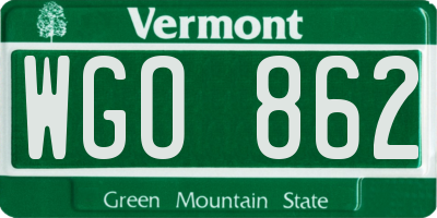 VT license plate WGO862