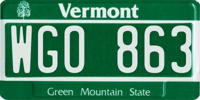 VT license plate WGO863